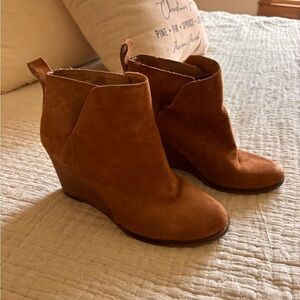 Lucky Brand Brown Suede Wedge Booties